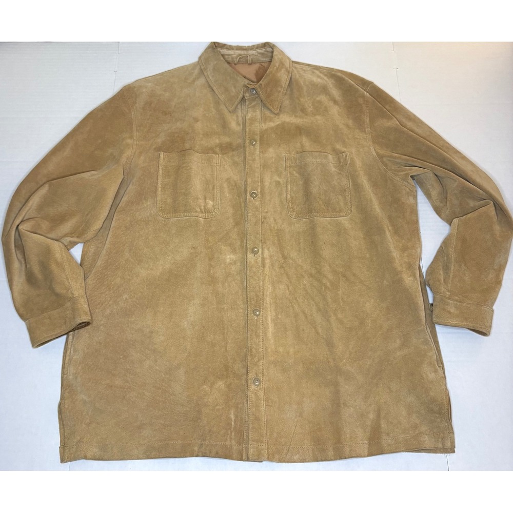 Vintage Preswick & Moore Tan Suede Leather Shirt Jacket Shacket Men's Size L